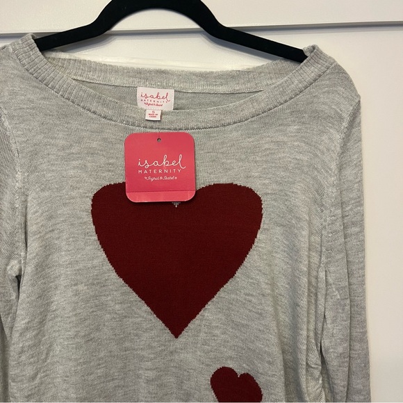 Isabel Maternity by Ingrid & Isabel Gray Sweater with Red Heart Design - Picture 2 of 5